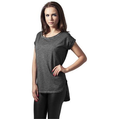 Dark Grey - Back - Urban Classics Womens-Ladies Spray Dye Dipped Hem T-Shirt