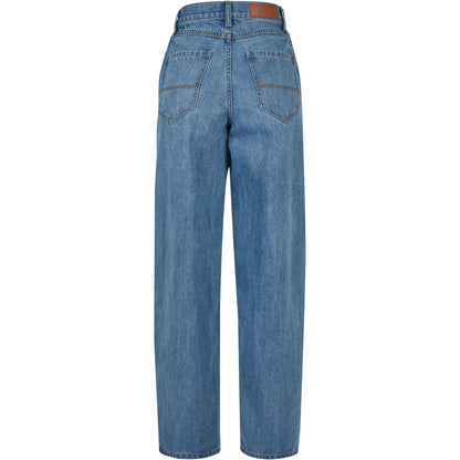 Mid Stone Washed - Back - Urban Classics Womens-Ladies 90´s Denim High Waist Wide Leg Jeans