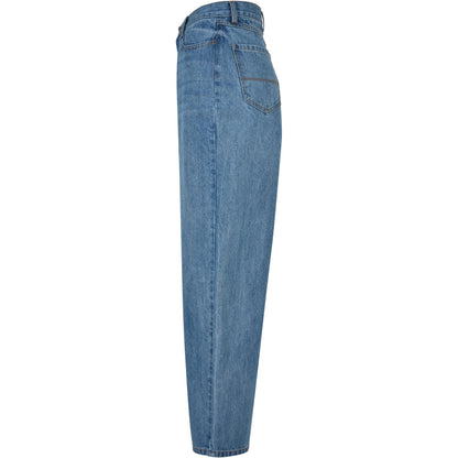 Mid Stone Washed - Side - Urban Classics Womens-Ladies 90´s Denim High Waist Wide Leg Jeans