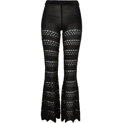 Black - Front - Urban Classics Womens-Ladies Knitted Crochet Flared Leggings