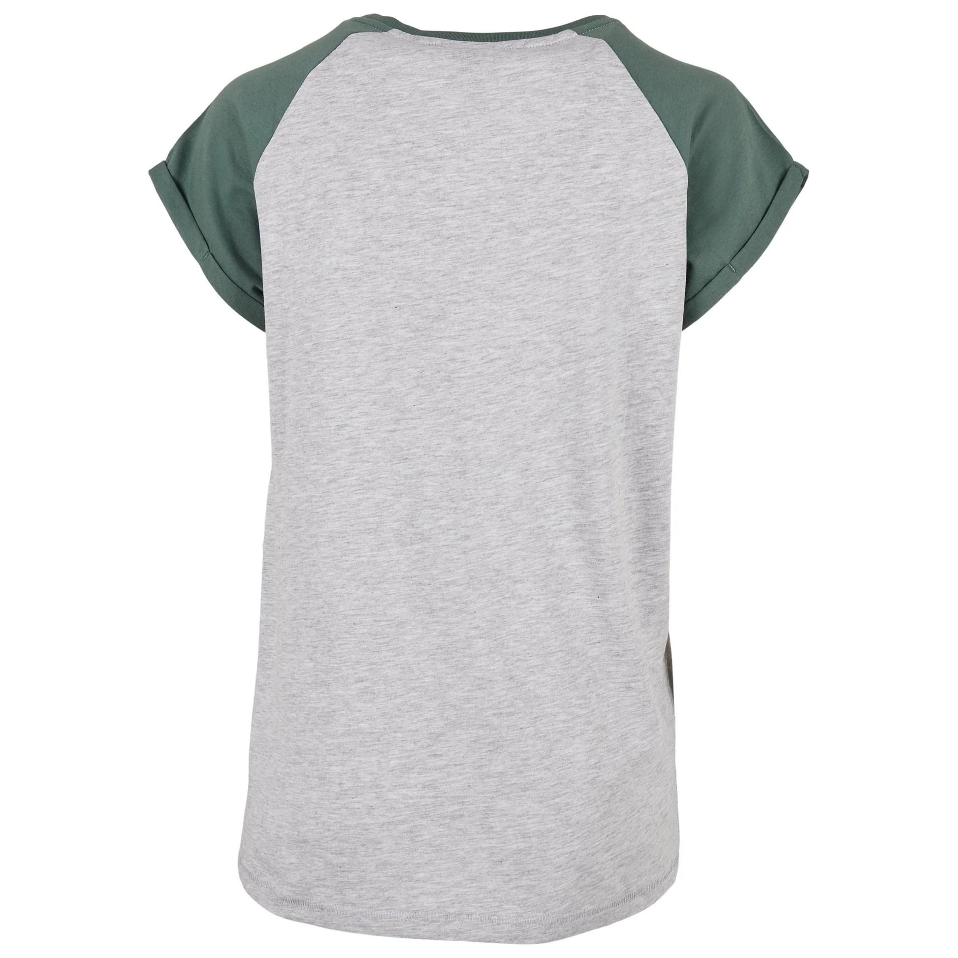 Light Grey-Pale Leaf - Back - Urban Classics Womens-Ladies Contrast Raglan T-Shirt