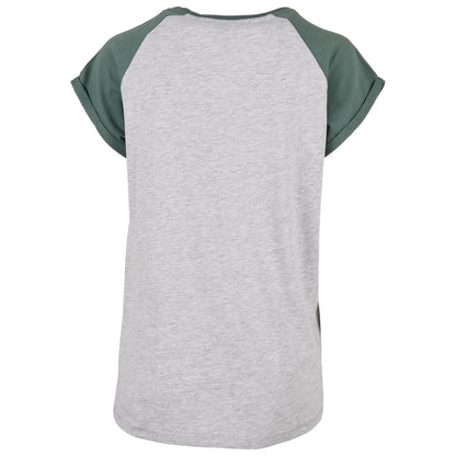 Light Grey-Pale Leaf - Back - Urban Classics Womens-Ladies Contrast Raglan T-Shirt