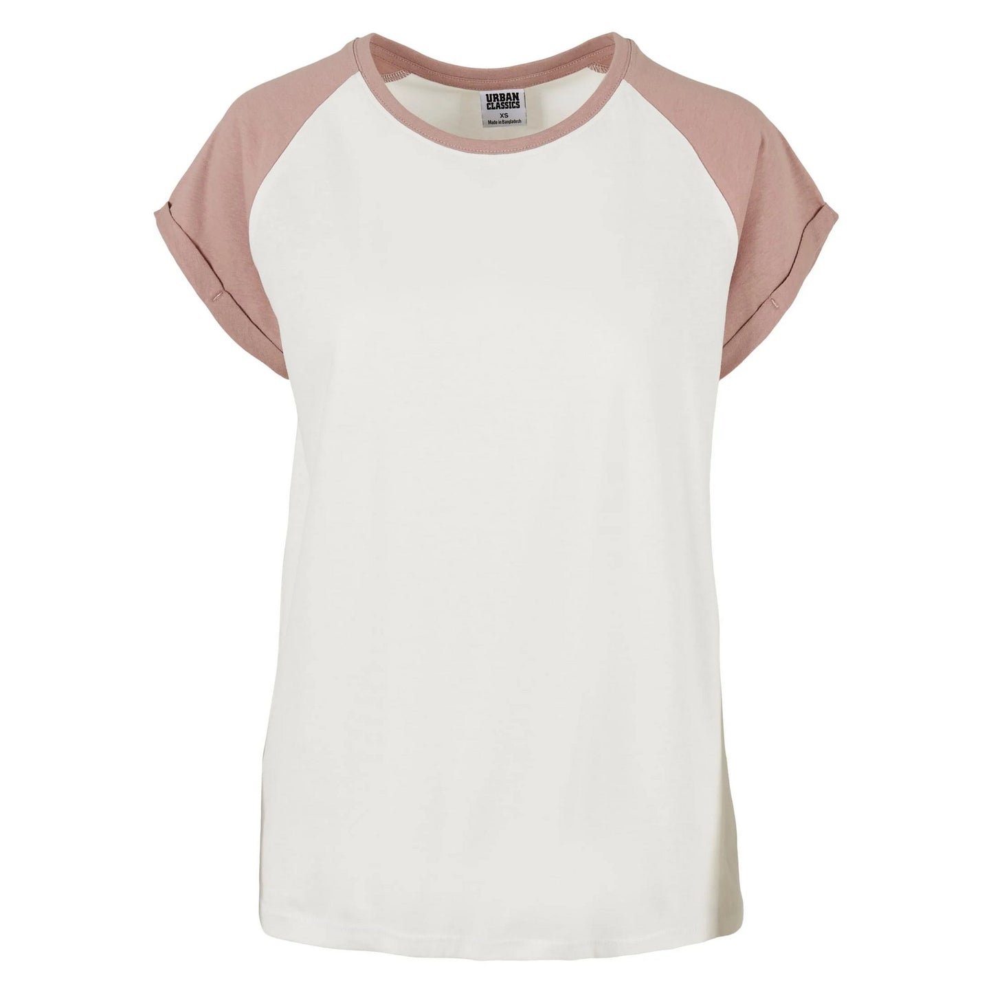 White Sand-Dusk Rose - Front - Urban Classics Womens-Ladies Contrast Raglan T-Shirt