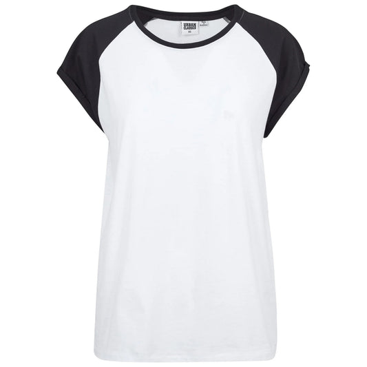 White-Black - Front - Urban Classics Womens-Ladies Contrast Raglan T-Shirt