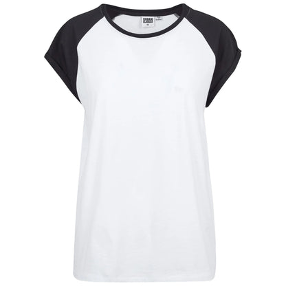 White-Black - Front - Urban Classics Womens-Ladies Contrast Raglan T-Shirt