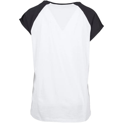 White-Black - Back - Urban Classics Womens-Ladies Contrast Raglan T-Shirt
