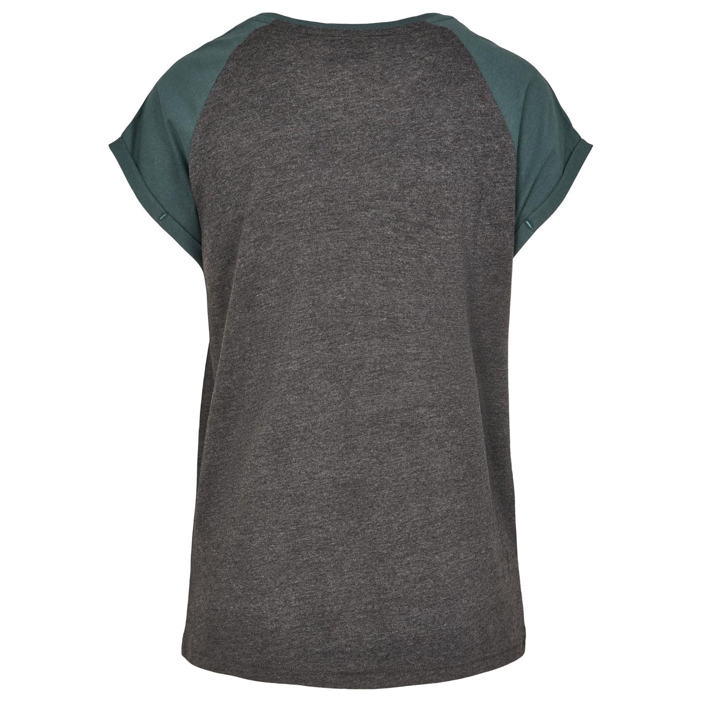 Charcoal-Bottle Green - Back - Urban Classics Womens-Ladies Contrast Raglan T-Shirt