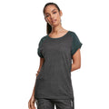 Charcoal-Bottle Green - Side - Urban Classics Womens-Ladies Contrast Raglan T-Shirt