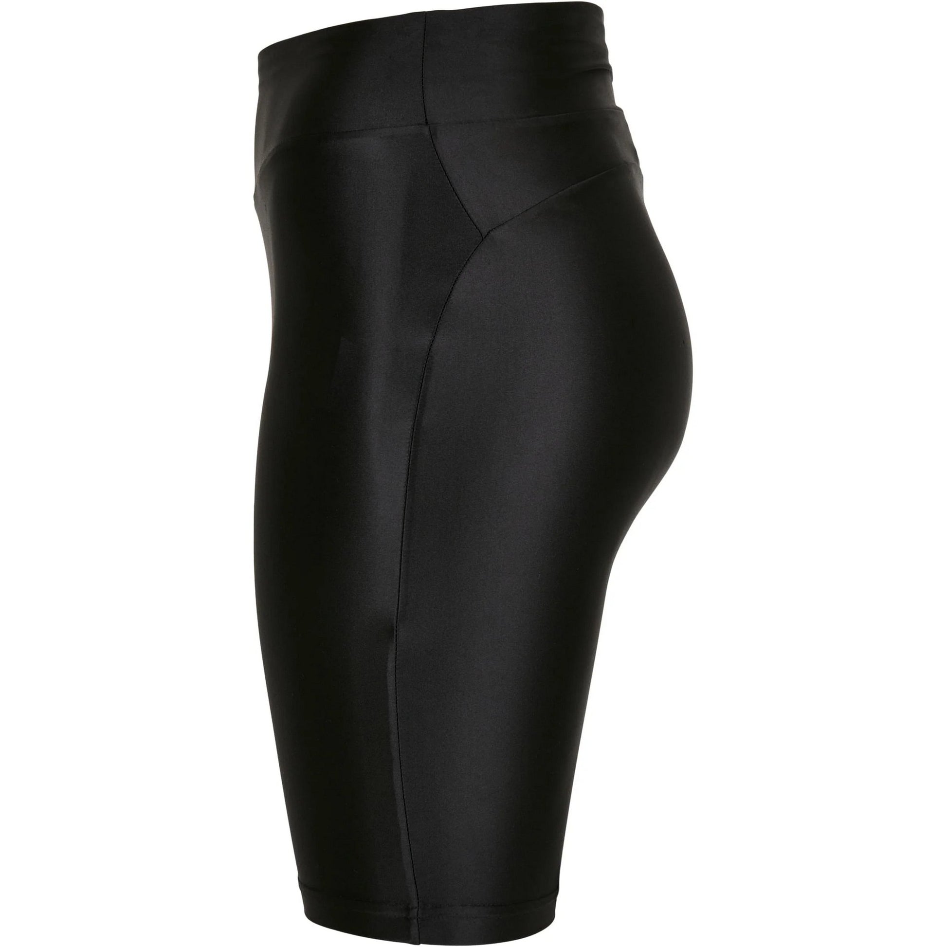 Black - Side - Urban Classics Womens-Ladies Metallic Shiny High Waist Cycling Shorts (Pack of 2)