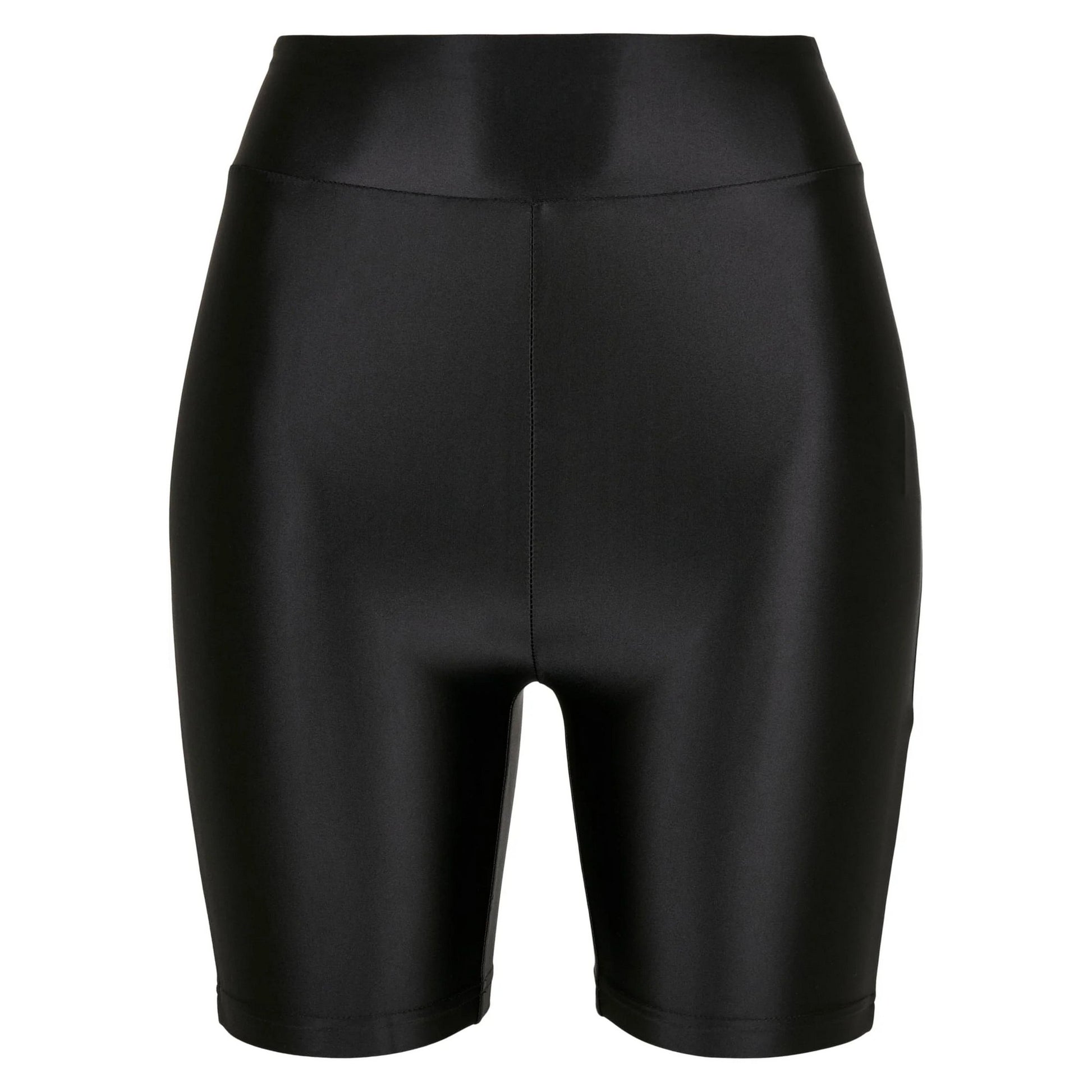 Black - Front - Urban Classics Womens-Ladies Metallic Shiny High Waist Cycling Shorts (Pack of 2)