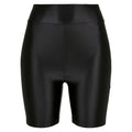 Black - Front - Urban Classics Womens-Ladies Metallic Shiny High Waist Cycling Shorts (Pack of 2)