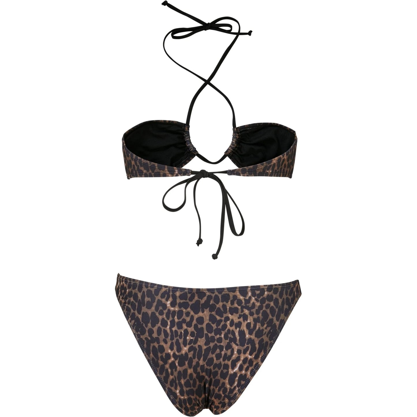 Brown-Black - Back - Urban Classics Womens-Ladies Hot Leopard Print Bikini Set