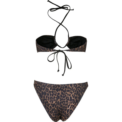 Brown-Black - Back - Urban Classics Womens-Ladies Hot Leopard Print Bikini Set
