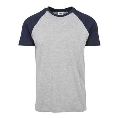 Grey-Navy - Front - Urban Classics Mens Contrast Raglan T-Shirt