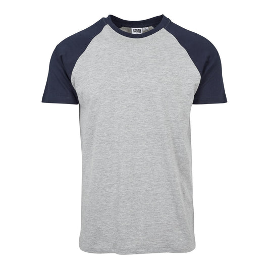 Grey-Navy - Front - Urban Classics Mens Contrast Raglan T-Shirt