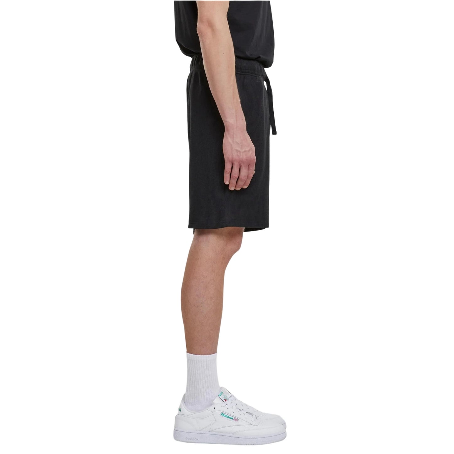 Black - Side - Urban Classics Mens Waffle Sweat Shorts