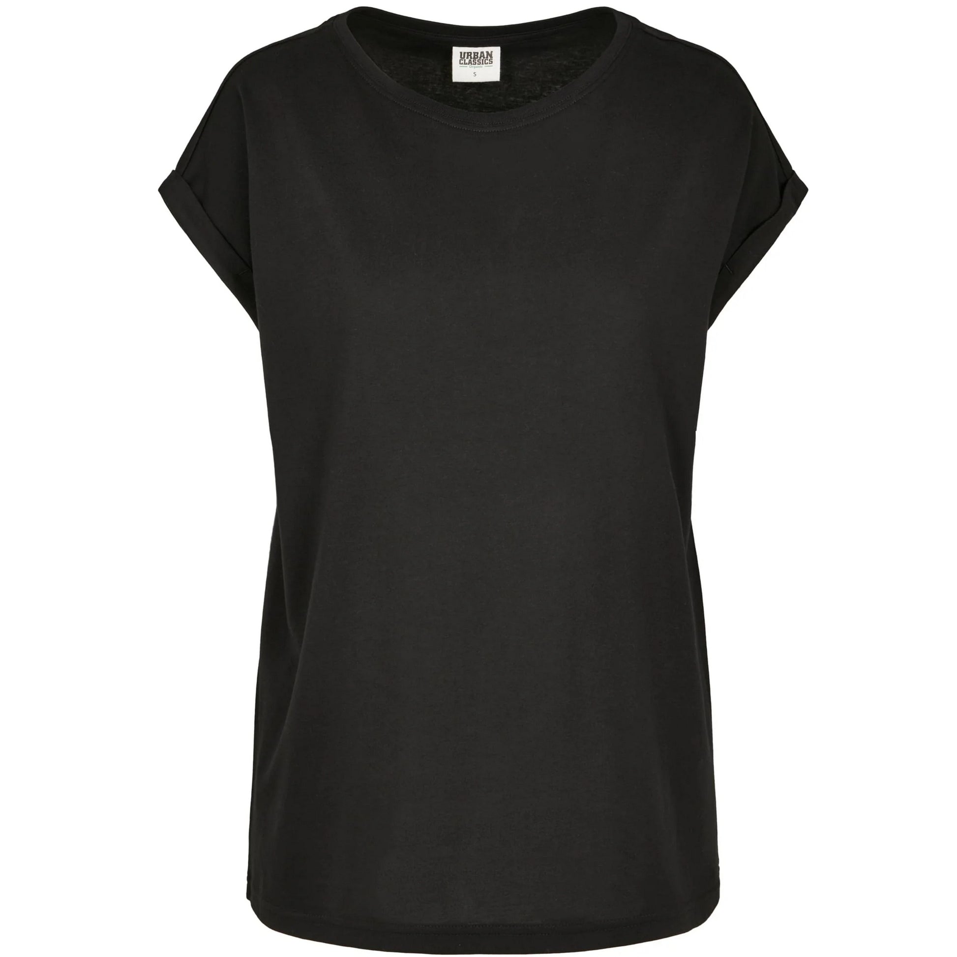 Black - Front - Urban Classics Womens-Ladies Organic Cotton Extended Shoulder T-Shirt
