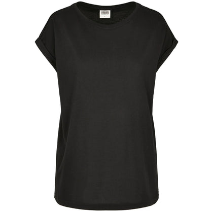 Black - Front - Urban Classics Womens-Ladies Organic Cotton Extended Shoulder T-Shirt