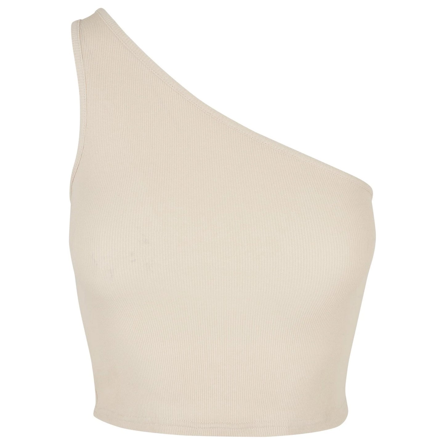 Soft Seagrass - Front - Urban Classics Womens-Ladies Asymmetric Cropped Top