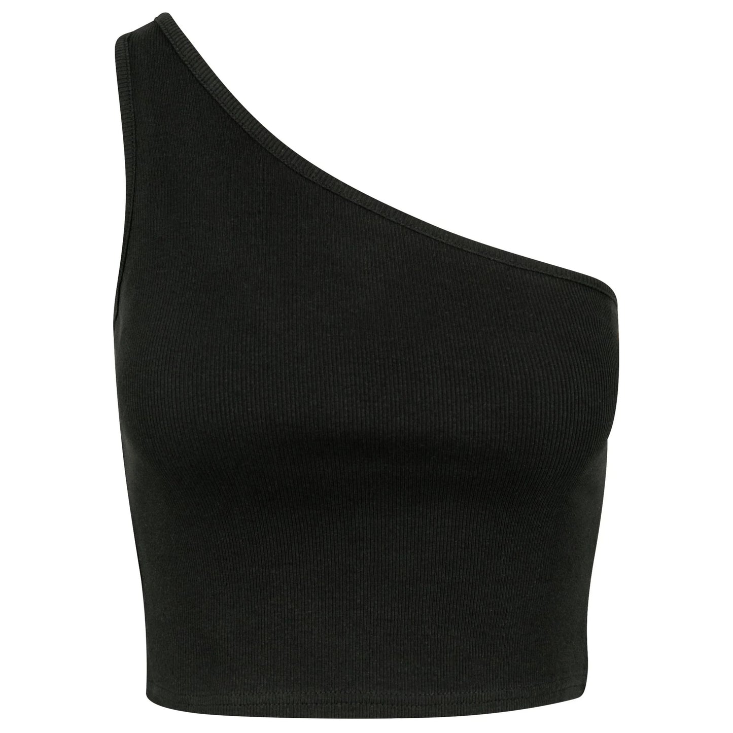 Black - Front - Urban Classics Womens-Ladies Asymmetric Cropped Top