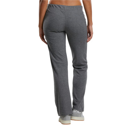 Dark Grey Melange - Back - Urban Classics Womens-Ladies Ribbed Trousers