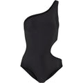 Black - Front - Urban Classics Womens-Ladies Cut Out Asymmetric One Piece Swimsuit