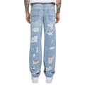 New Light Blue Washed - Back - Urban Classics Mens Heavyweight Ripped Straight Jeans