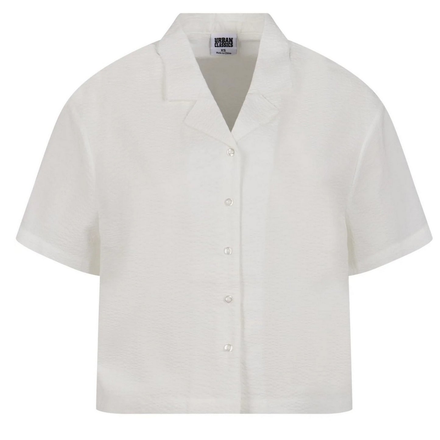 White - Front - Urban Classics Womens-Ladies Seersucker Shirt