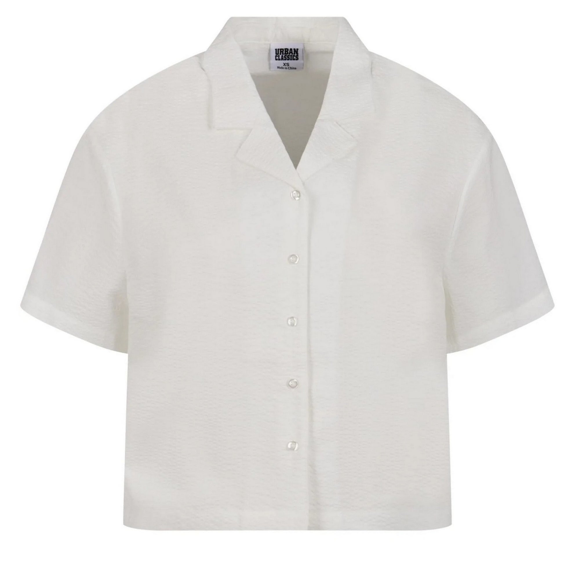 White - Front - Urban Classics Womens-Ladies Seersucker Shirt