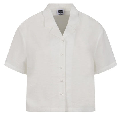 White - Front - Urban Classics Womens-Ladies Seersucker Shirt