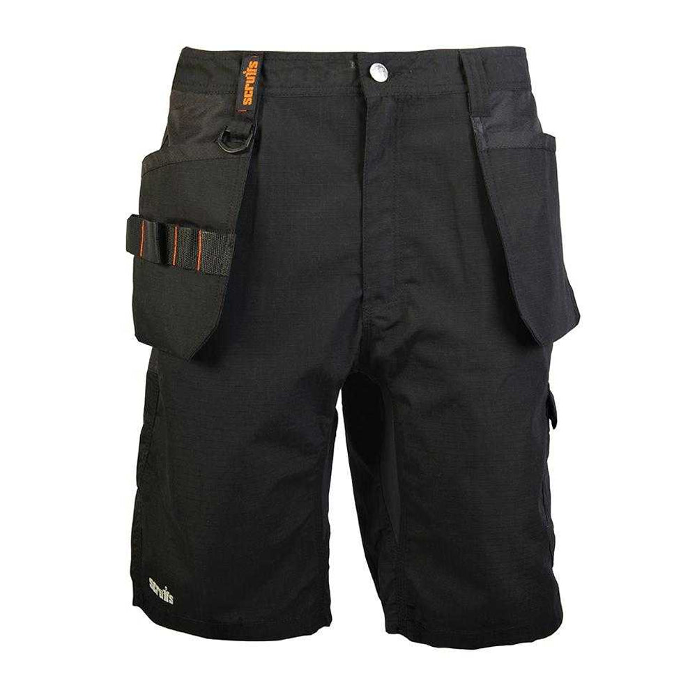 Black - Front - Scruffs Mens Trade Flex Holster Pocket Shorts