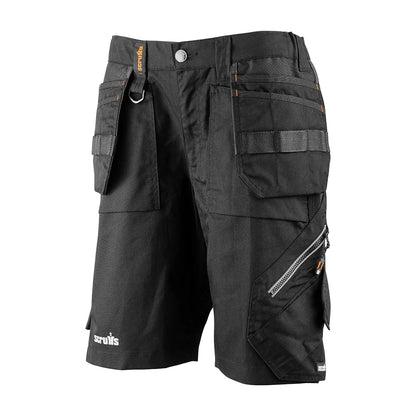 Black - Side - Scruffs Womens-Ladies Trade Flex Holster Pocket Shorts