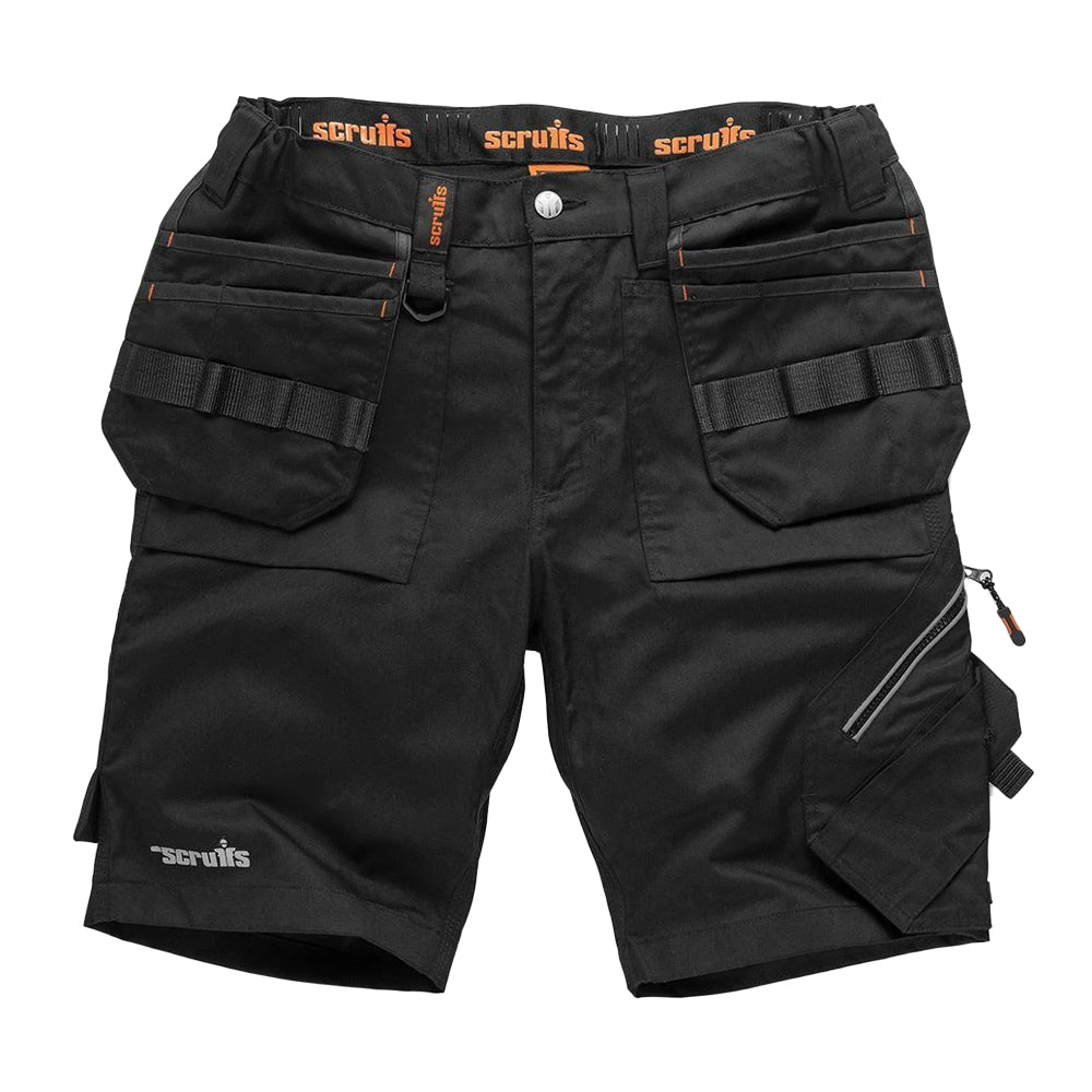 Black - Front - Scruffs Womens-Ladies Trade Flex Holster Pocket Shorts