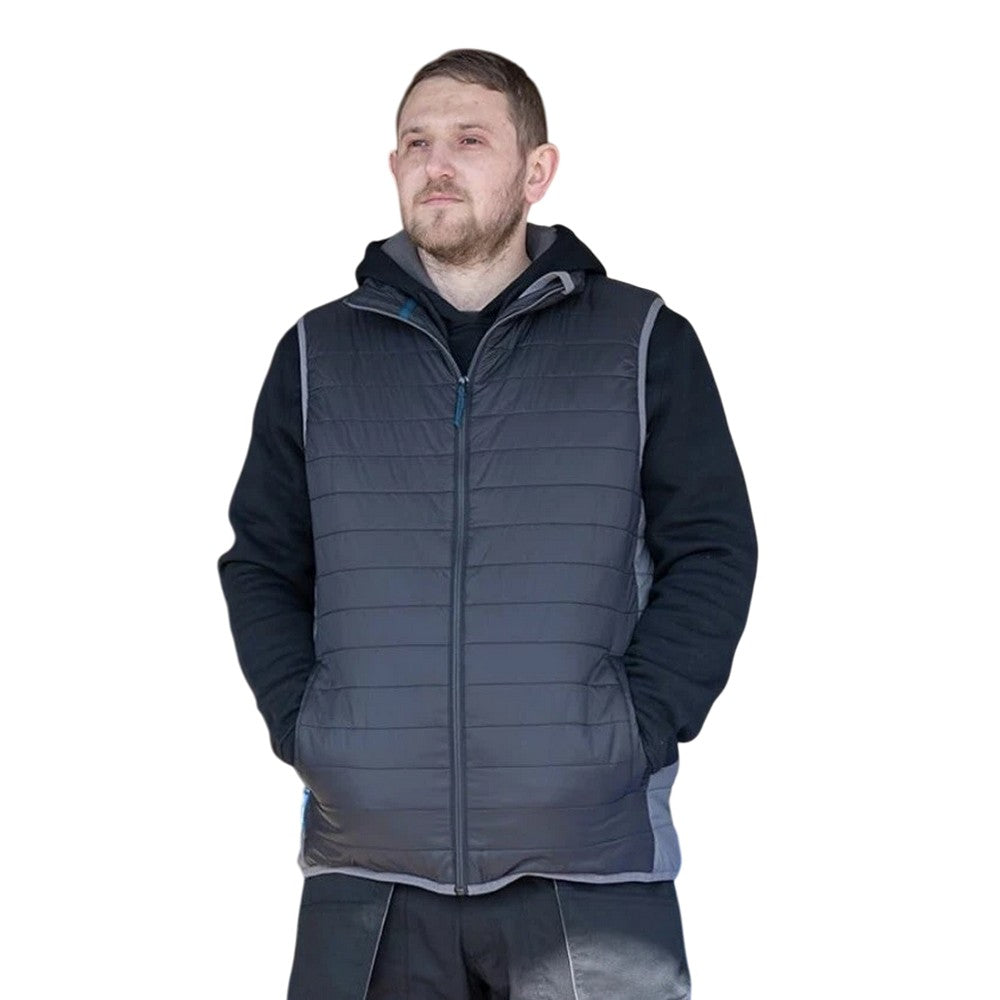 Black-Charcoal - Back - Tough Grit Mens Two Tone Body Warmer