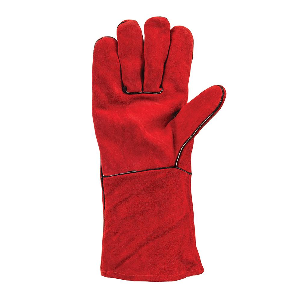 Red - Back - Silverline Unisex Adult Split Leather Welding Gauntlets