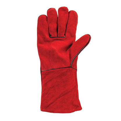 Red - Back - Silverline Unisex Adult Split Leather Welding Gauntlets