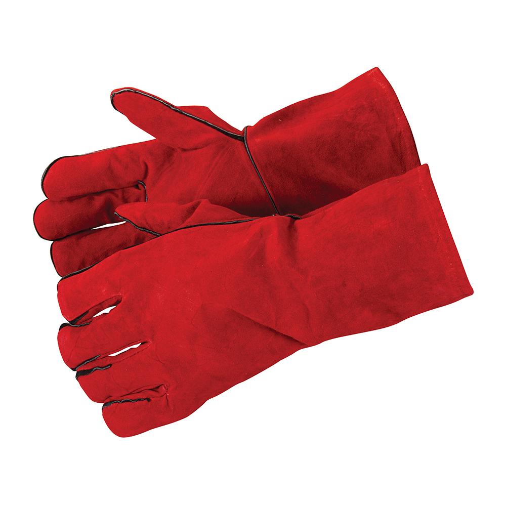 Red - Side - Silverline Unisex Adult Split Leather Welding Gauntlets