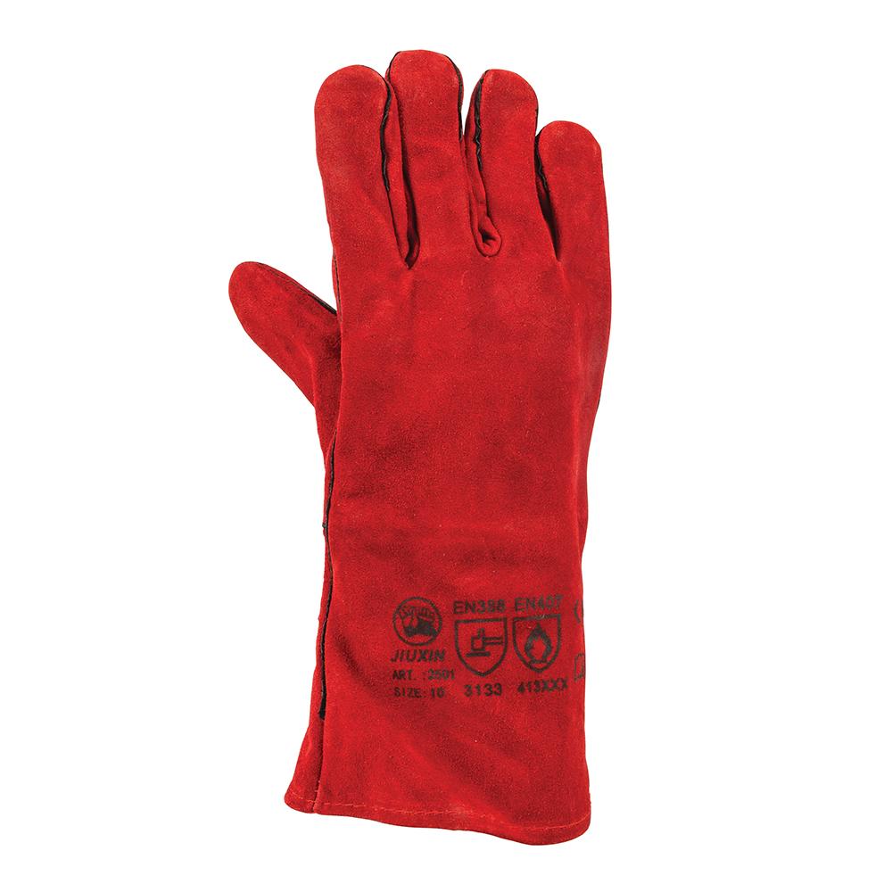 Red - Front - Silverline Unisex Adult Split Leather Welding Gauntlets
