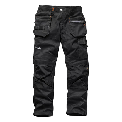 Black - Front - Scruffs Mens Trade Flex Work Trousers