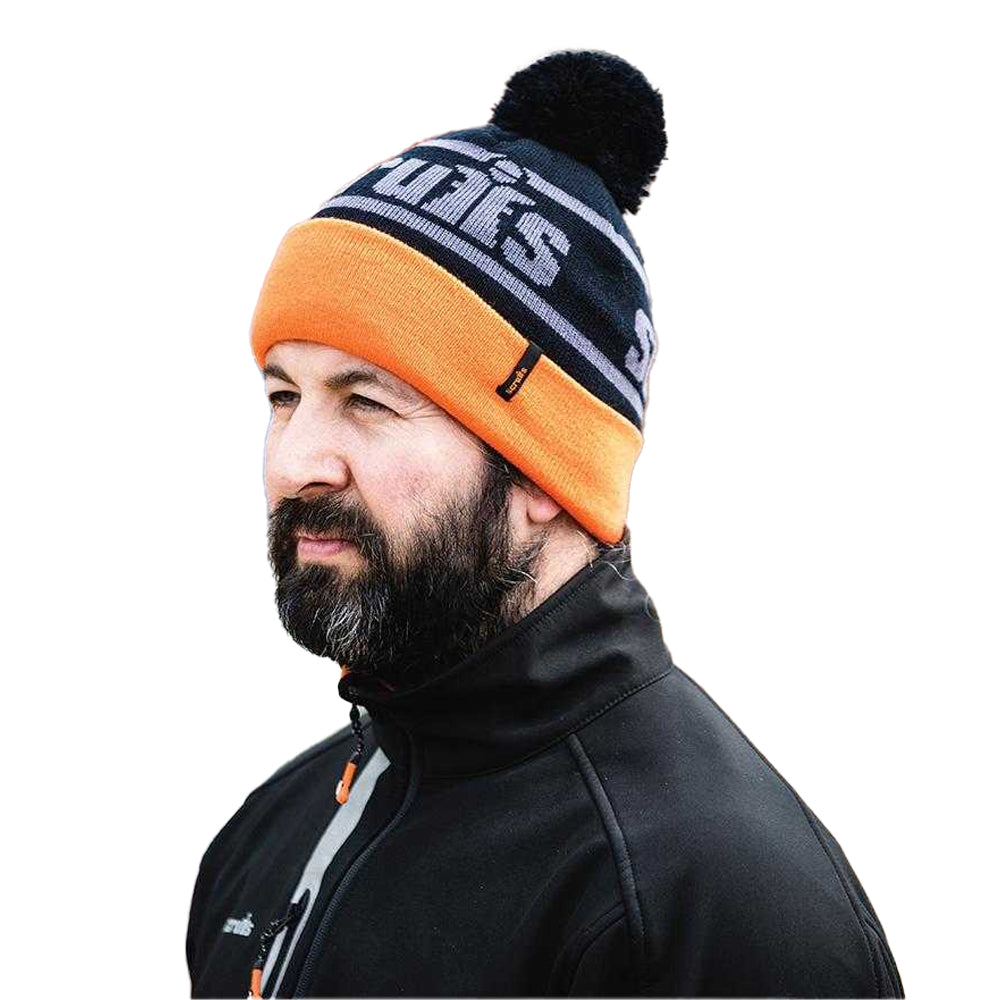 Black-Orange - Side - Scruffs Trade Bobble Beanie