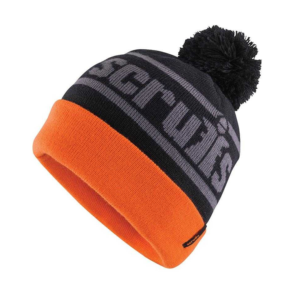 Black-Orange - Front - Scruffs Trade Bobble Beanie