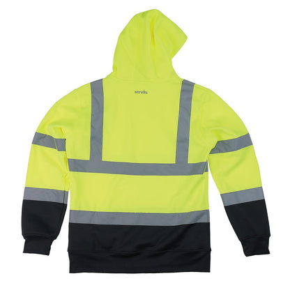 Yellow-Navy - Back - Scruffs Mens Hi-Vis Hoodie