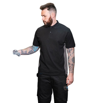 Black-Charcoal - Side - Scruffs Womens-Ladies Two Tone Polo Shirt
