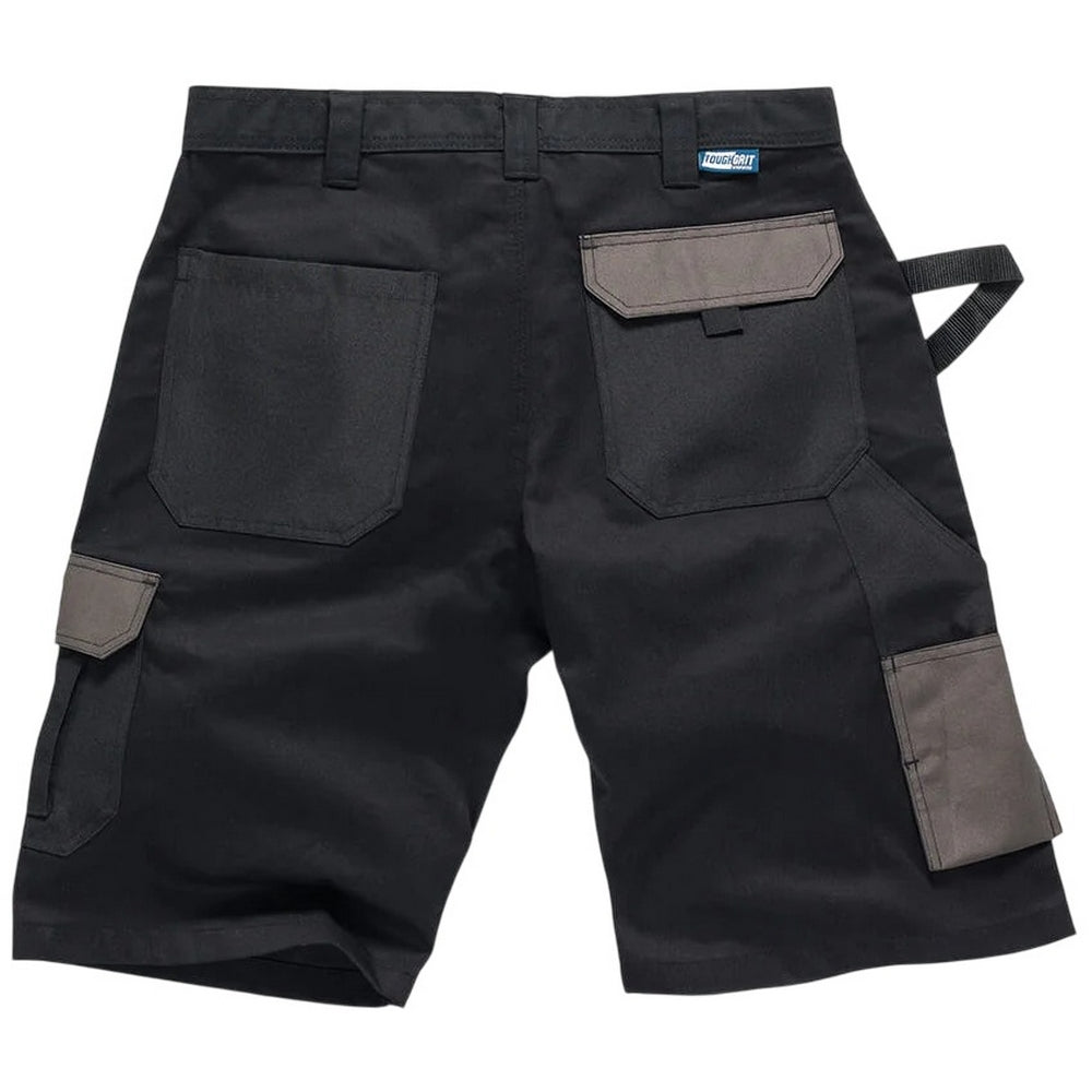 Black - Back - Tough Grit Mens Holster Pocket Work Shorts