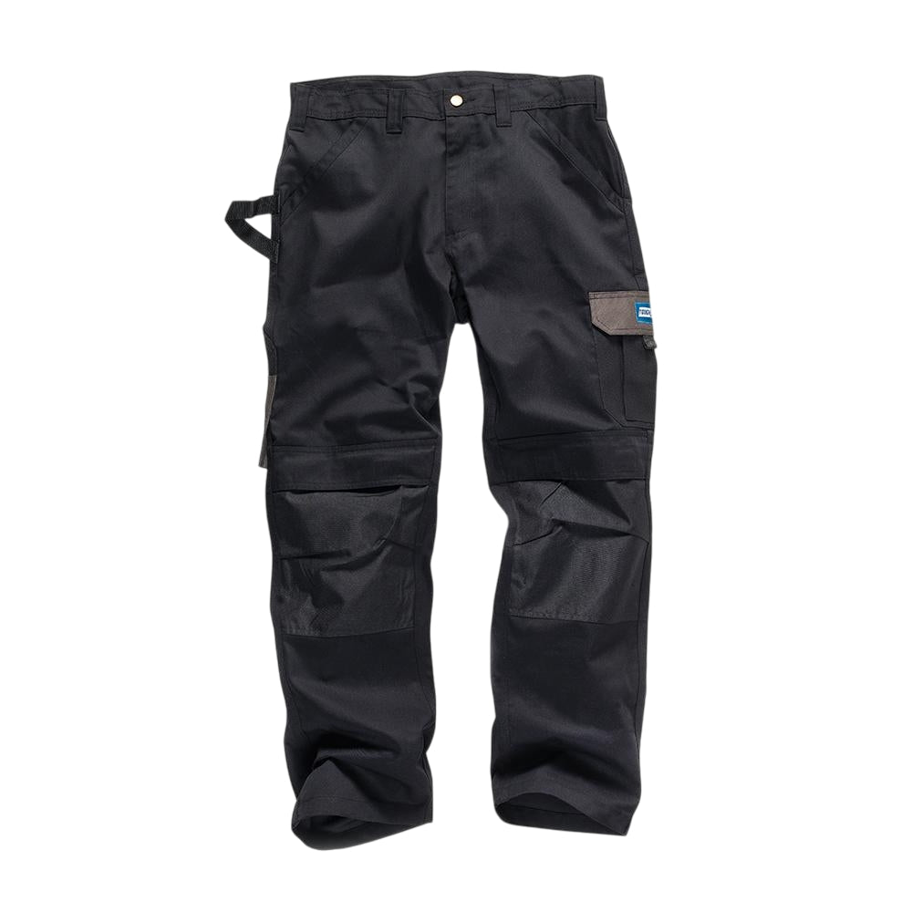 Black - Front - Tough Grit Mens Work Trousers