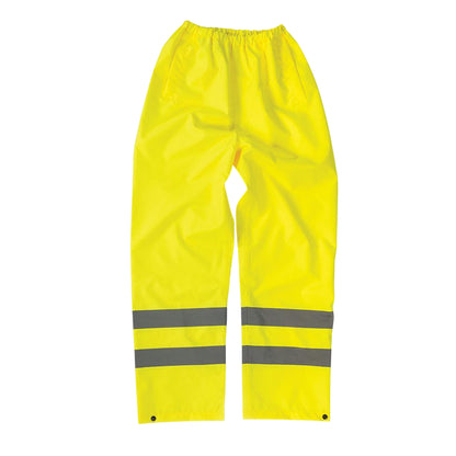 Yellow - Front - Tough Grit Mens Hi-Vis Waterproof Trousers