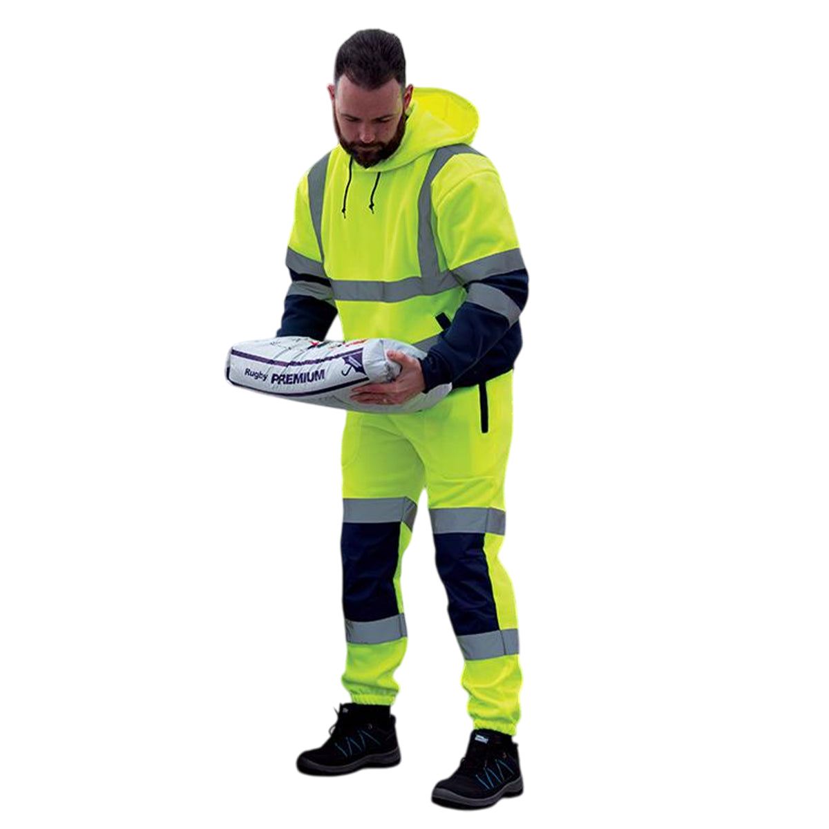 Yellow - Side - Tough Grit Mens Two Tone Hi-Vis Trousers