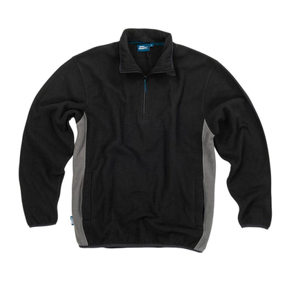 Black - Front - Tough Grit Mens Two Tone Quarter Zip Fleece Top