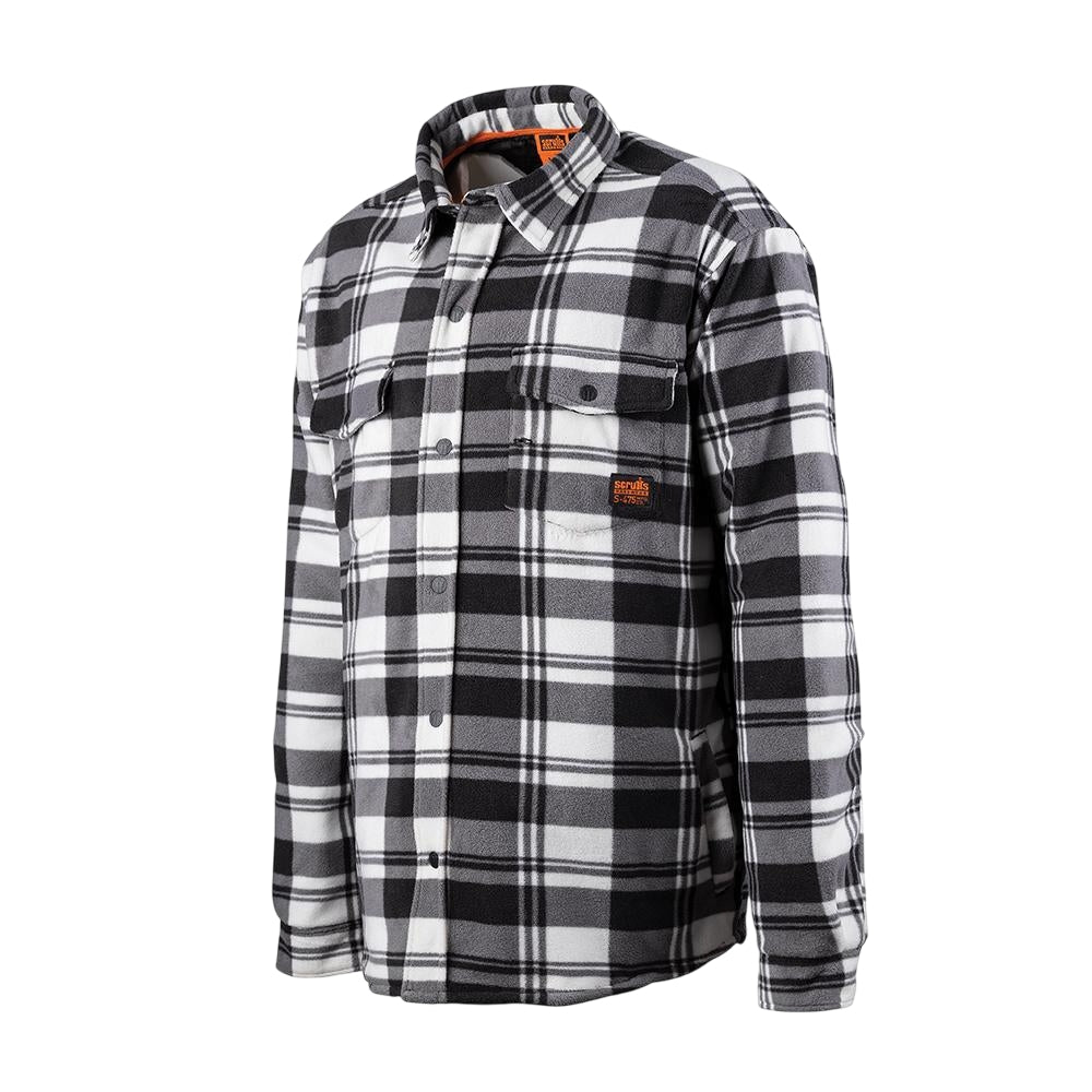 Black-White - Side - Scruffs Mens Checked Padded Shirt