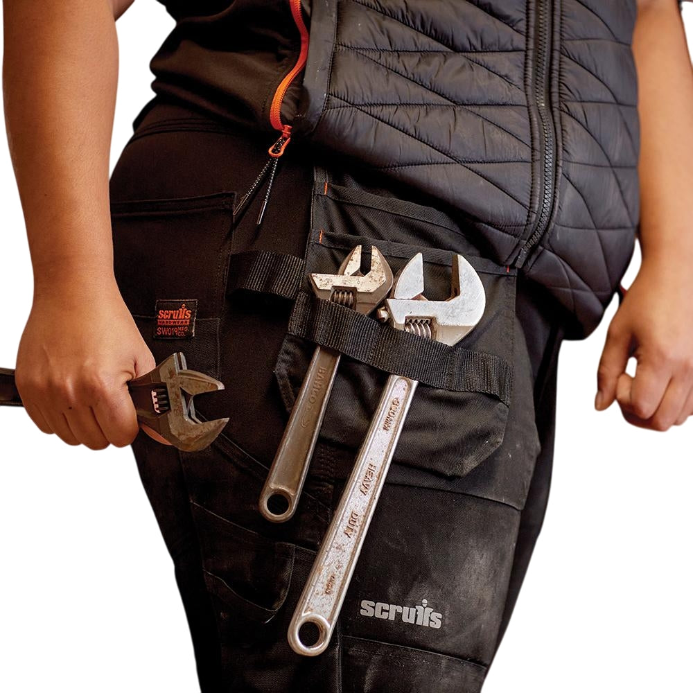Black - Side - Scruffs Womens-Ladies Trade Flex Holster Pocket Work Trousers